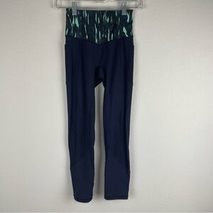 Lululemon Navy Blue Painted Animal All The Right Places Crop Athletic Leggings 2